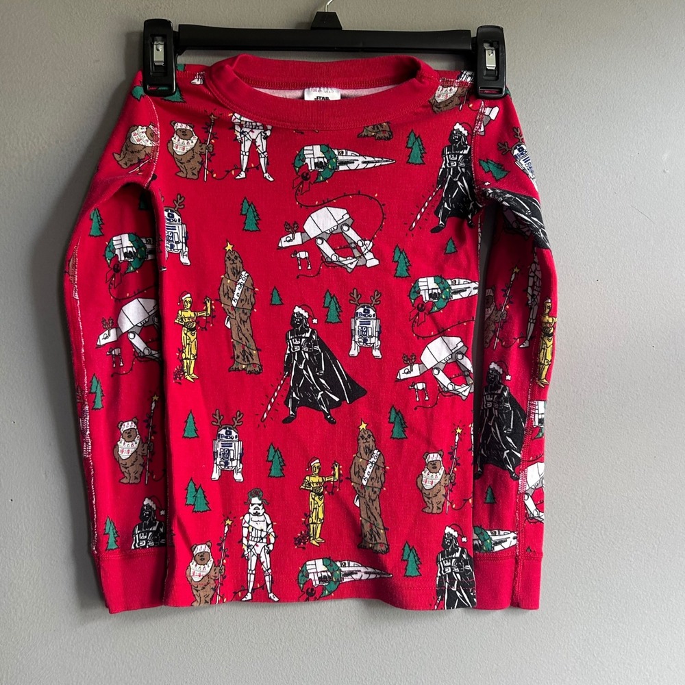 Hanna Andersson Star Wars Christmas Organic Cotton Pajama Red Kid Size 6-7 120cm - Picture 2 of 11